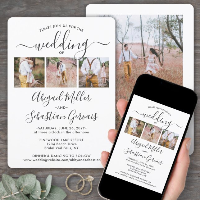 4 Foto Einfache moderne Kalligraphie Elegante Hoch Einladung (Von Creator hochgeladen)