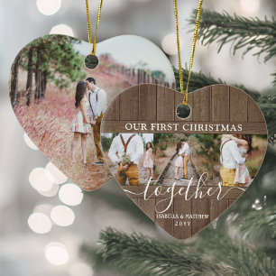 4 Foto Erste Weihnachten gemeinsam rustikale Imita Keramik Ornament