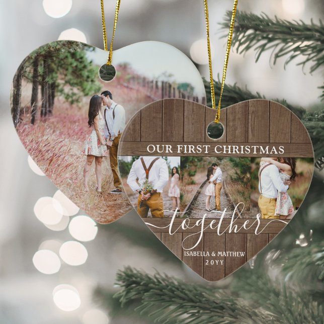 4 Foto Erste Weihnachten gemeinsam rustikale Imita Keramik Ornament (Von Creator hochgeladen)