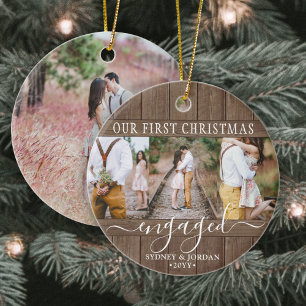 4 Foto Erste Weihnachten Verlobt Rustikale Imitate Keramik Ornament