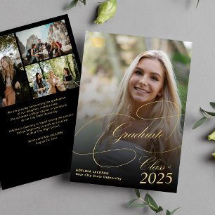 4 Foto Gold Schwarze Graduierung Skript-Abschluss Ankündigung