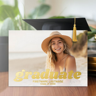 4 Foto Graduation Party Modernes Script Real Folieneinladung