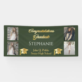 4 Foto Green Gold Glückwunsch Graduate Name School Banner