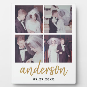 4-Foto-Hochzeitscollage handgeschriebener Name Fotoplatte