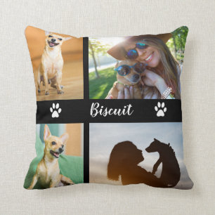 4 Foto-Hundecollage mit der Tatze druckt Kissen