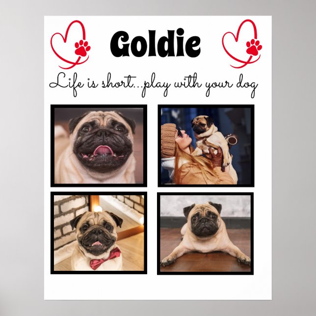 4-Foto-Hundehalterung - individueller Familienhung Poster (Vorne)