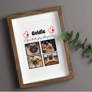 4-Foto-Hundekragen-Collage - individuelle Erinneru Fotoplatte