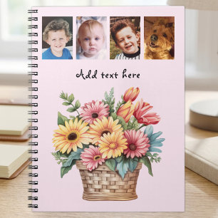 4 Foto individuelle Text Gerbera Blumen rosa Notizblock
