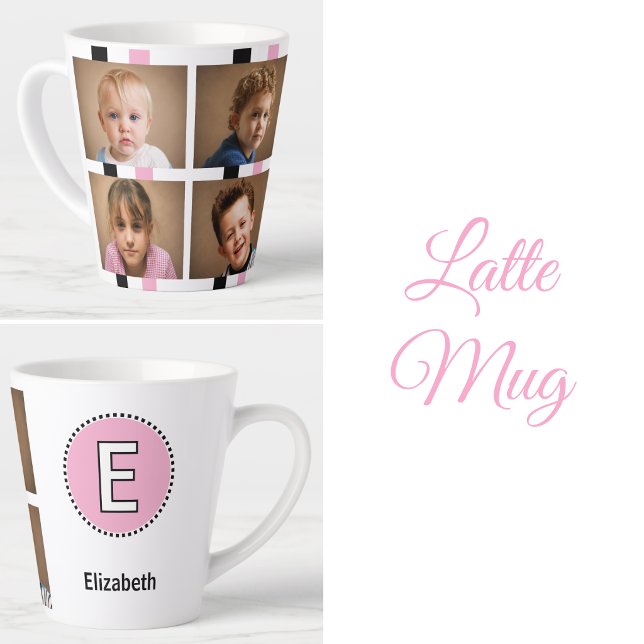 4 Foto Initial Name Schwarz Rosa Milchtasse (Von Creator hochgeladen)