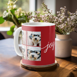 4 Foto Instagram Collage mit Holiday Joy Red Kaffeetasse
