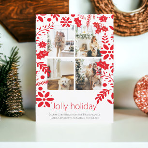 4 Foto Jolly Holiday Nordic Flower Weihnachten Karte