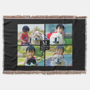 4 Foto kundenspezifische Collage mit Monogramm Decke