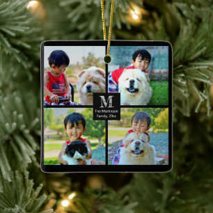 4 Foto kundenspezifische Collage mit Monogramm Keramikornament