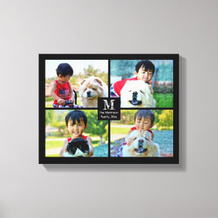 4 Foto kundenspezifische Collage mit Monogramm Leinwanddruck