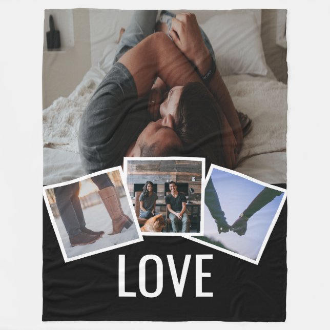4 FOTO LIEBE PERSONALISIERT FLEECEDECKE (Vorderseite)