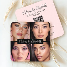 4 Foto Make-up Rouge Pink Schriftzug Black QR Code