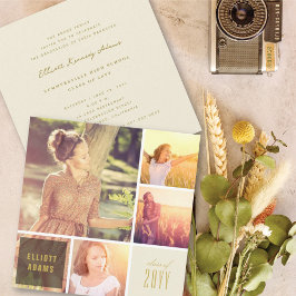 4 Foto Minimalistisch Color Square Graduation Part Einladung