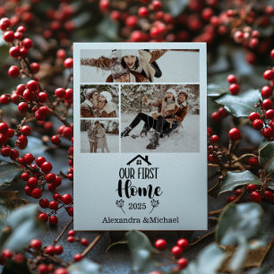 4 Foto Minimialist Christmas Unsere erste Zuhause Feiertagskarte