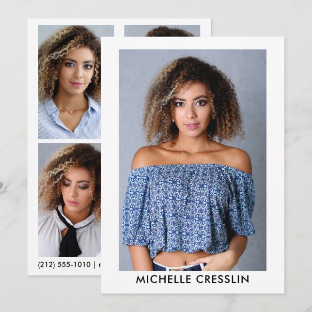 4 Foto Modell Actor Comp Zed Card 12x18 Einladung (Vorne/Hinten)