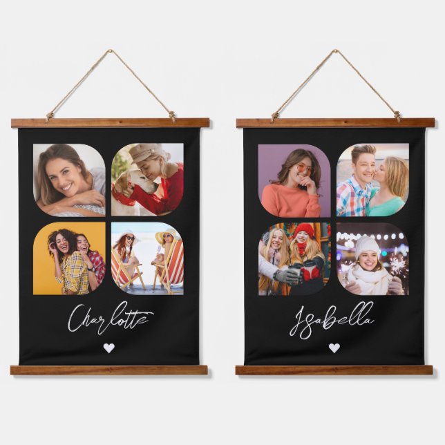 4 Foto Moderne, trendige, einfache Personalisierte Wandteppich Mit Holzrahmen (Doppelt)