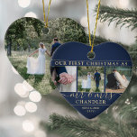 4 Foto Mr. & Mrs. 1. Keramik Ornament<br><div class="desc">Feiern Sie einen fröhlichen 1. Urlaub als verheiratetes Paar mit einer maßgeschneiderten 4-Foto-Collage "Unser erstes Weihnachtsfest als Mr. & Mrs." herzförmige Keramik Ornament. Alle Texte und Bilder auf dieser Vorlage sind einfach zu personalisieren. (IMAGE PLACEMENT TIP: Eine einfache Möglichkeit, ein Foto genau so zu zentrieren, wie Sie es gewollt haben,...</div>