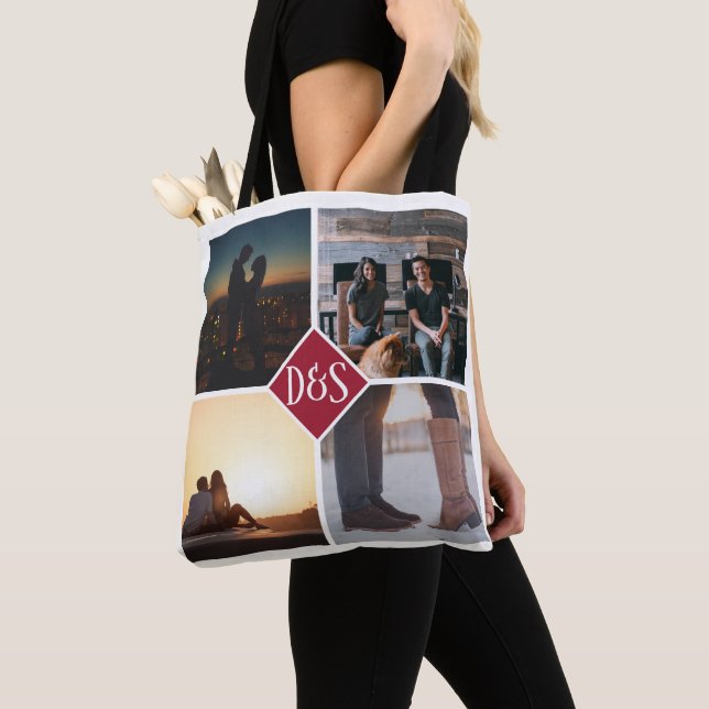 4 Foto Personalisiert Collage Mit Monogramm Tasche (Von Nahem)