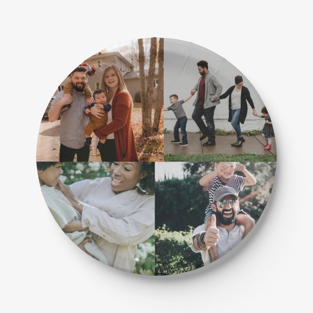 4 Foto Personalisierte benutzerdefinierte Collage Pappteller (Vorderseite)