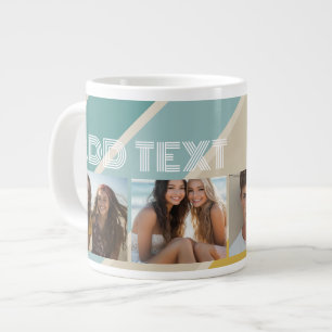 4 Foto Retro-Streifenmuster funky Name Jumbo-Tasse