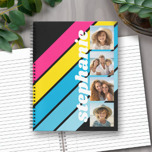 4 Foto Retro Stripe pattern cmyk skriptname Notizbuch
