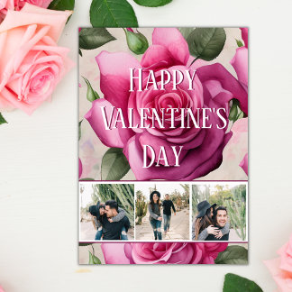 4 Foto Rosenrosen Liebe Floraler Valentinstag Feiertagskarte