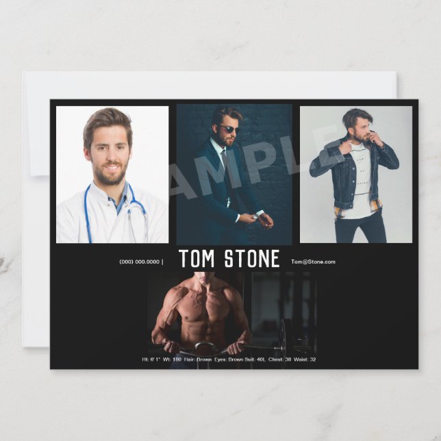 4 Foto-Schauspielerheadshot-Baut.-Karten-Schablone Einladung (Vorderseite)