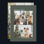 4 Foto Schreibmaschine Minimalistisch Sage Green C Feiertagskarte<br><div class="desc">Minimalistisch 4 Foto (3 Foto Collage vorne,  1 Foto hinten) Schreibmaschinentypografie Frohe Weihnachtskarte in Sage Green</div>