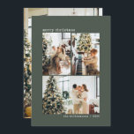 4 Foto Schreibmaschine Minimalistisch Sage Green C Feiertagskarte<br><div class="desc">Minimalistisch 4 Foto (3 Foto Collage vorne,  1 Foto hinten) Schreibmaschinentypografie Frohe Weihnachtskarte in Sage Green</div>