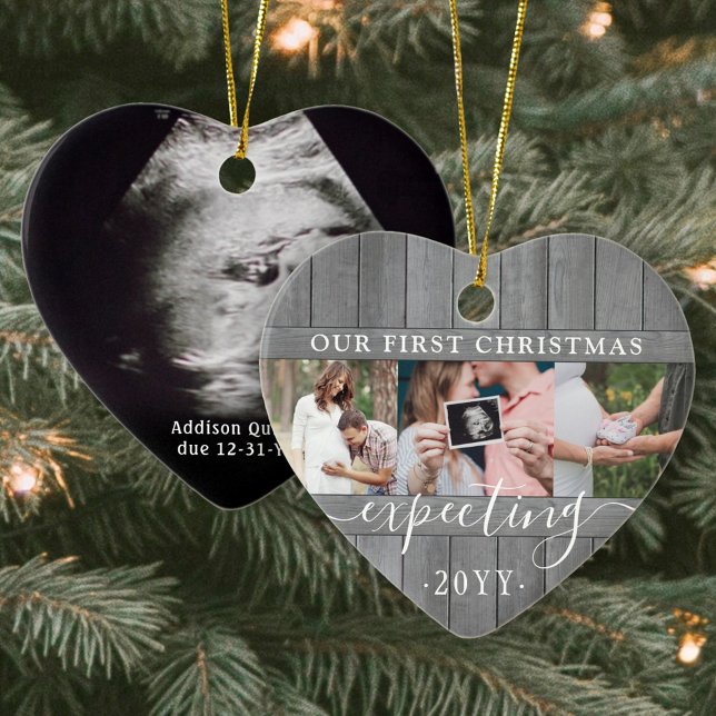 4 Foto Schwangerschaft 1. Weihnachten Graue Imitat Keramik Ornament (Von Creator hochgeladen)