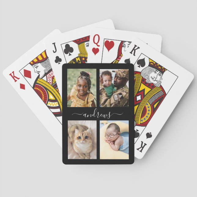 4 Foto Schwarzweiß Personalisiert Spielkarten (Rückseite)