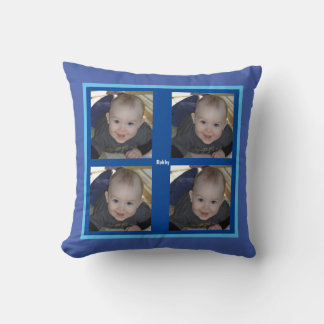 4 Foto Template Baby Boy Kids Blue Gift Thread Kissen