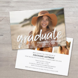 4 Foto Trendy Grad Script Graduation Party Einladung