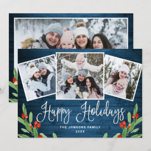 4 FOTO Weihnachten Rustikal Blauer Wald Gruß