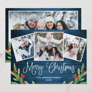 4 FOTO Weihnachten Rustikal Blauer Wald Gruß