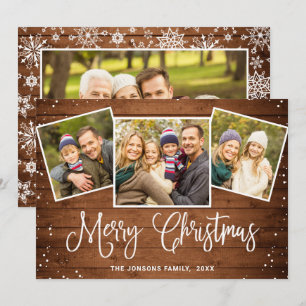 4 FOTO Weihnachten Rustikal Braun Holz Gruß