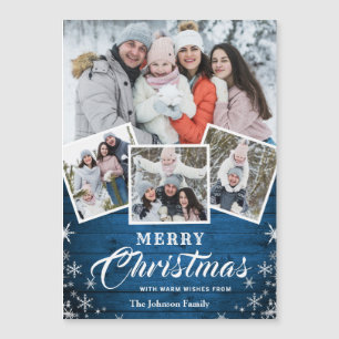 4 FOTO Weihnachten Rustikale Holz Magnetkarte