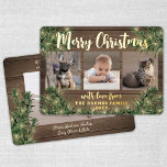 4 Foto Weihnachtsgrün, Rustikales Holz & Licht Folien Feiertagskarte<br><div class="desc">Senden Sie freudige Grüße und teilen Sie vier Ihrer Lieblingsfotos mit einer stilvollen Foto Collage Goldfolie Urlaubskarte. Der gesamte Text auf dieser Vorlage lässt sich einfach so anpassen, dass er jeden beliebigen Text enthält, z. B. Frohe Weihnachten, glückliche Feiertage, Frohe Festtage, Neujahrsjubeln usw. (IMAGE PLACEMENT TIP: Eine einfache Möglichkeit, ein...</div>