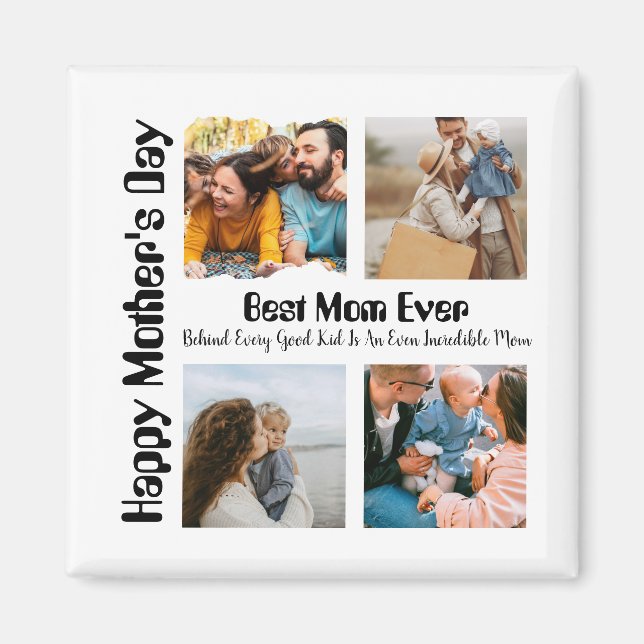 4 FotoCollage Beste Mama je Magnet (Vorne)