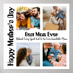 4 FotoCollage Beste Mama je Poster