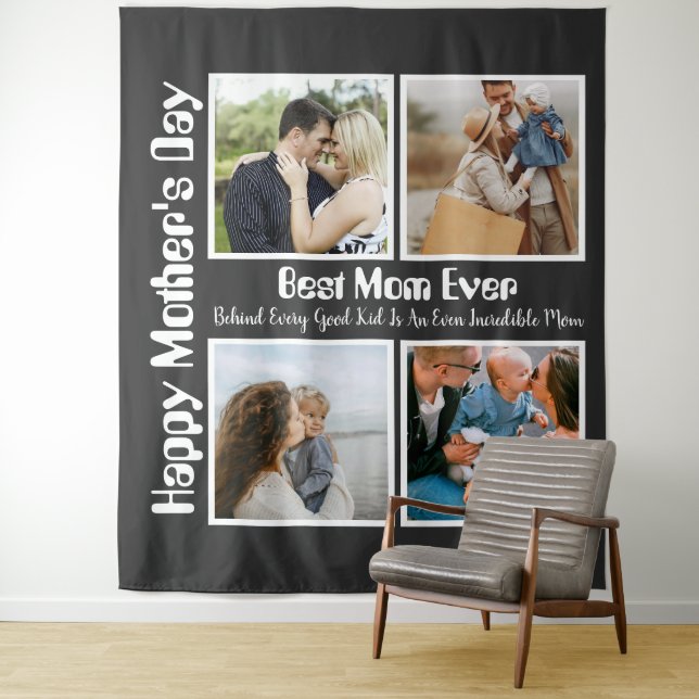 4 FotoCollage Beste Mama je Wandteppich (Beispiel)