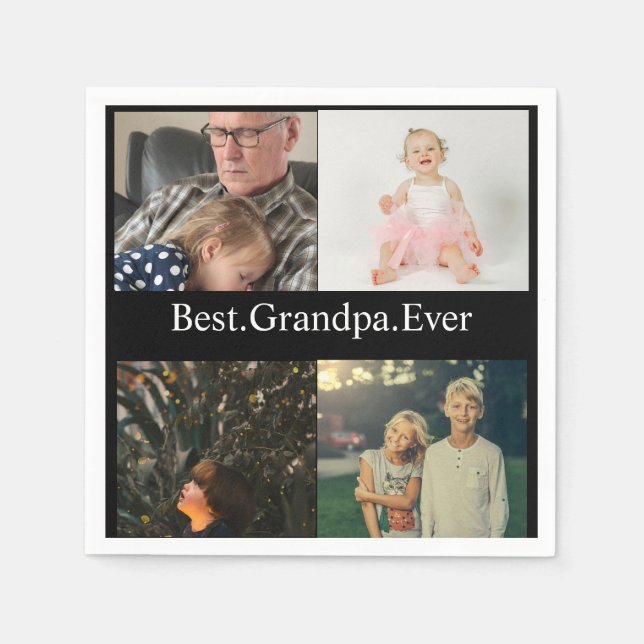 4 FotoCollage Beste Opa je Serviette (Vorderseite)