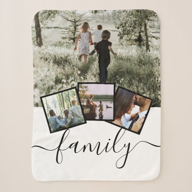 4 FotoCollage Family Personalisiert Custom Sherpadecke (Vorderseite)
