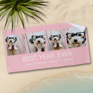 4 FotoCollage Minimalistisch - Beste Jahresblüte Strandtuch