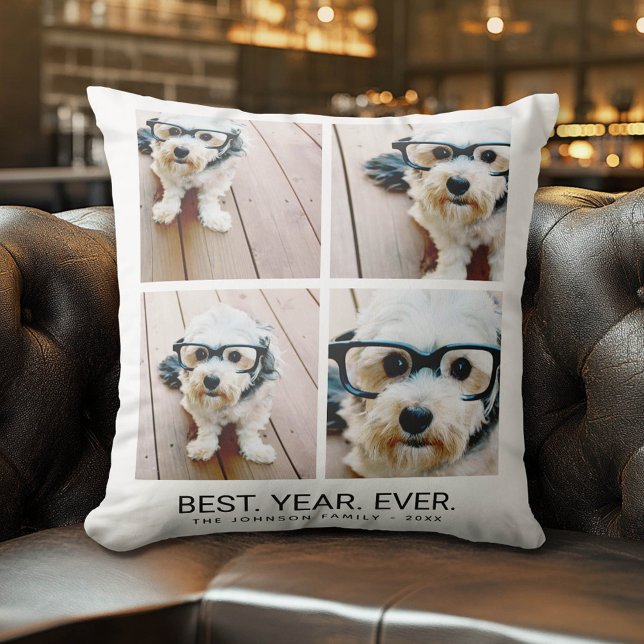 4 FotoCollage Minimalistisch - Bestes Jahr Kissen (Custom Photo Pillow)