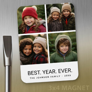 4 FotoCollage Minimalistisch - Bestes Jahr Magnet